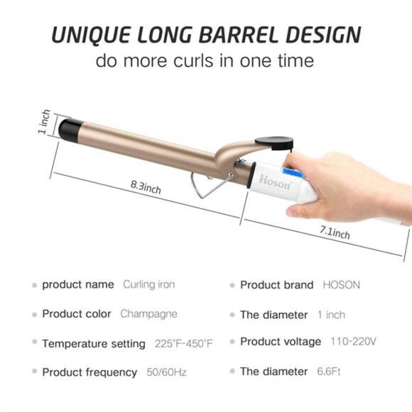 1 Inch Curling Iron Professional Ceramic Tourmaline Coating Barrel Hair Curler - Picture 6 of 7